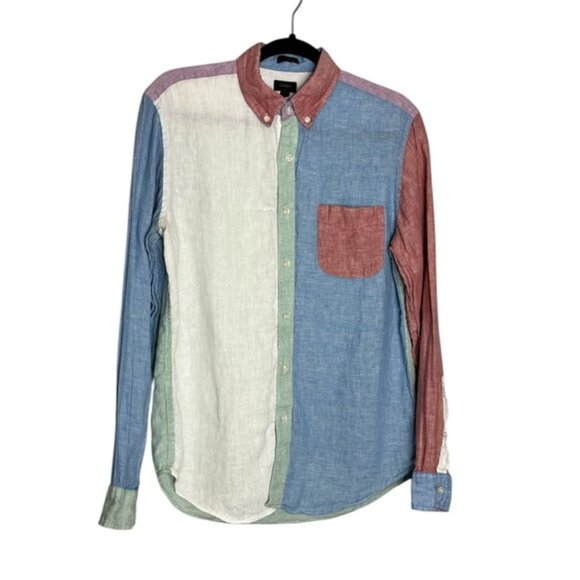 J. Crew Other - J. Crew Baird McNutt Irish Linen Slim Fit Colourblock Button Down Shirt, M